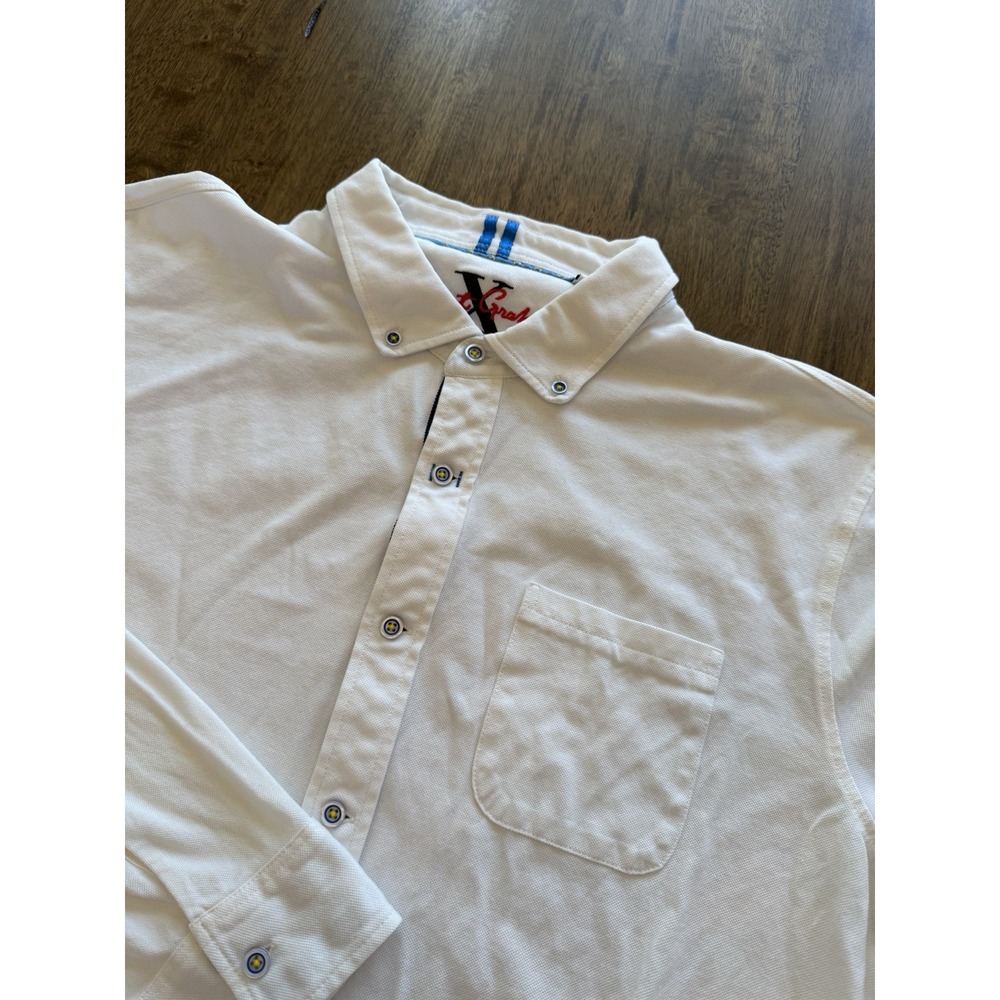 Robert Graham X Collection Men's Knit Button Down Shirt White Tailored Fit 2XL